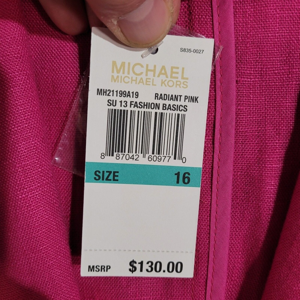 Michael Kors 100% Linen Blazer Women's 16 Radiant Pink One Button Business NWT - Picture 5 of 10